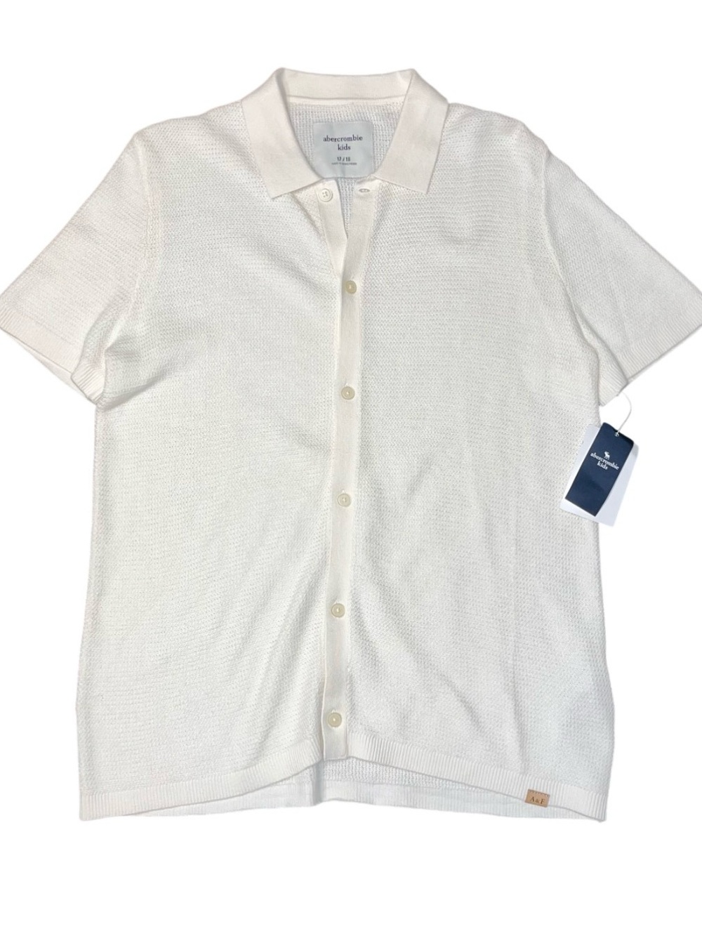 Abercrombie & Fitch Beige Collared Short Sleeve Shirt Boys 17/18 NWT Button Up